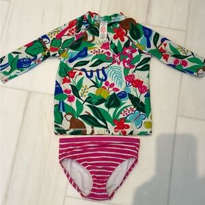Mini Boden Bathing Suit set- Rash guard and bottom. Size 6-7